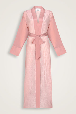 İmannoor x Rawdah Monogram Degrade Pembe İpek Kimono