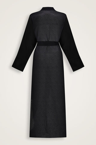İmannoor x Rawdah Monogram Degrade Siyah-Beyaz İpek Kimono