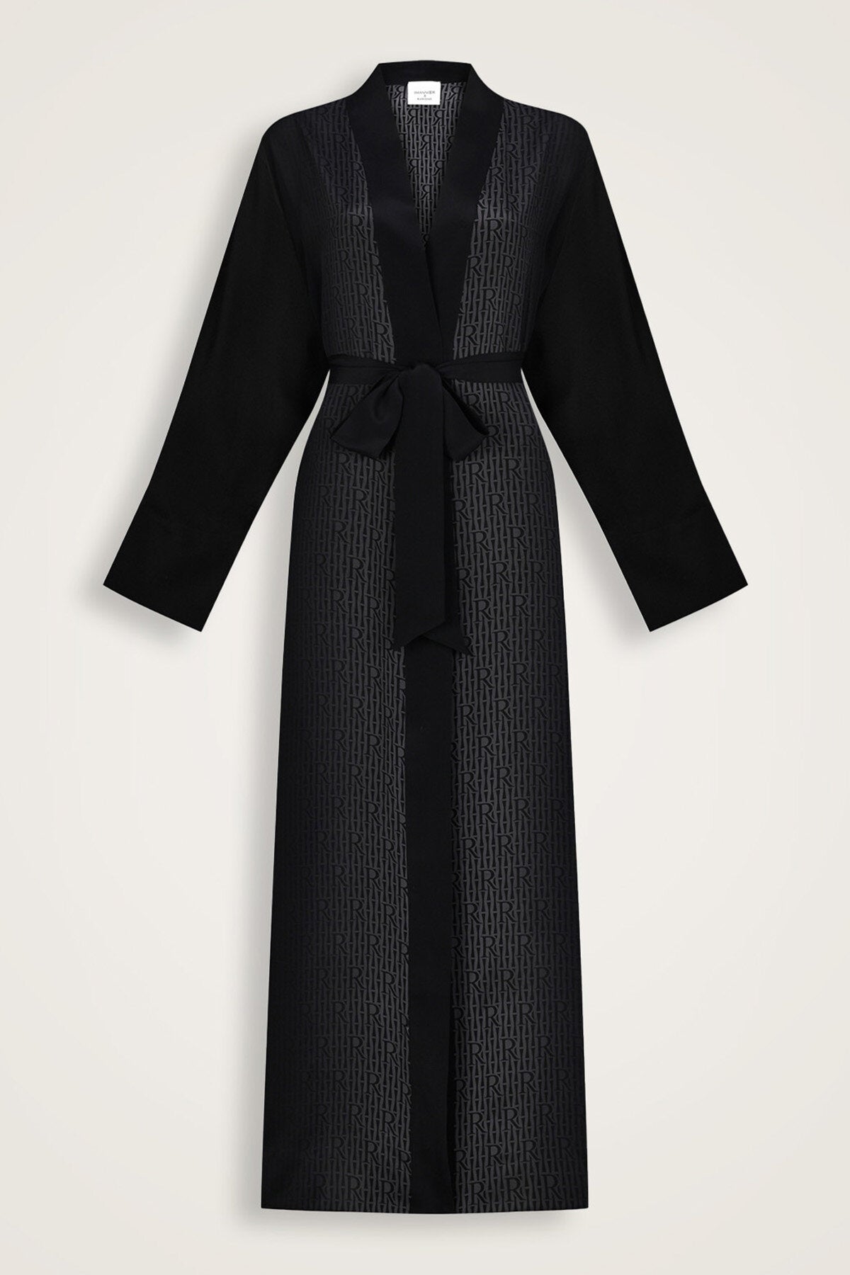 İmannoor x Rawdah Monogram Degrade Siyah-Beyaz İpek Kimono