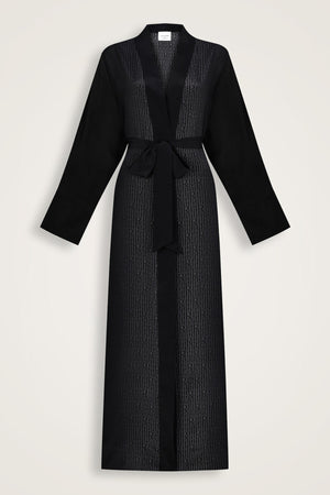 İmannoor x Rawdah Monogram Degrade Siyah-Beyaz İpek Kimono