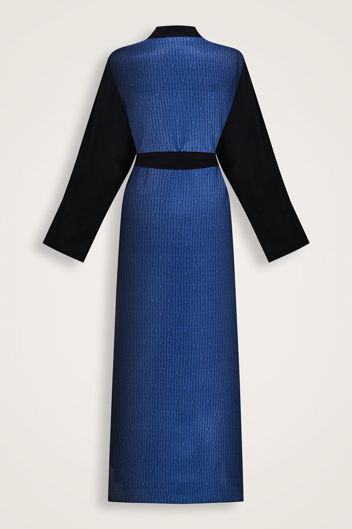 İmannoor x Rawdah Monogram Degrade Siyah-Saks İpek Kimono