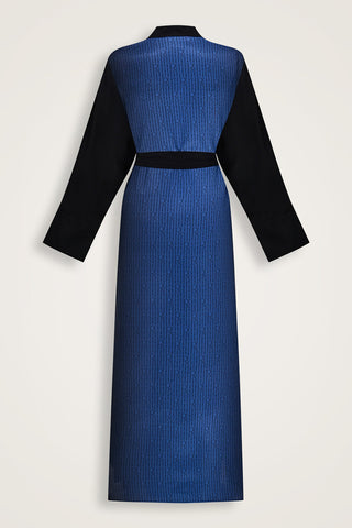 İmannoor x Rawdah Monogram Degrade Siyah-Saks İpek Kimono