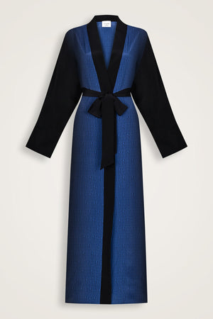 Imannoor x Rawdah Monogram Gradient Black-Sax Silk Kimono