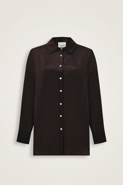 İmannoor x Rawdah Monogram Gradient Brown Silk Shirt