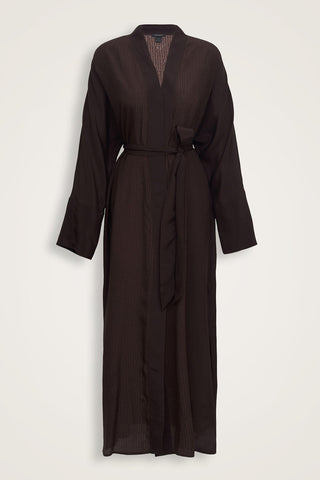 İmannoor x Rawdah Monogram Degrade Kahverengi İpek Kimono