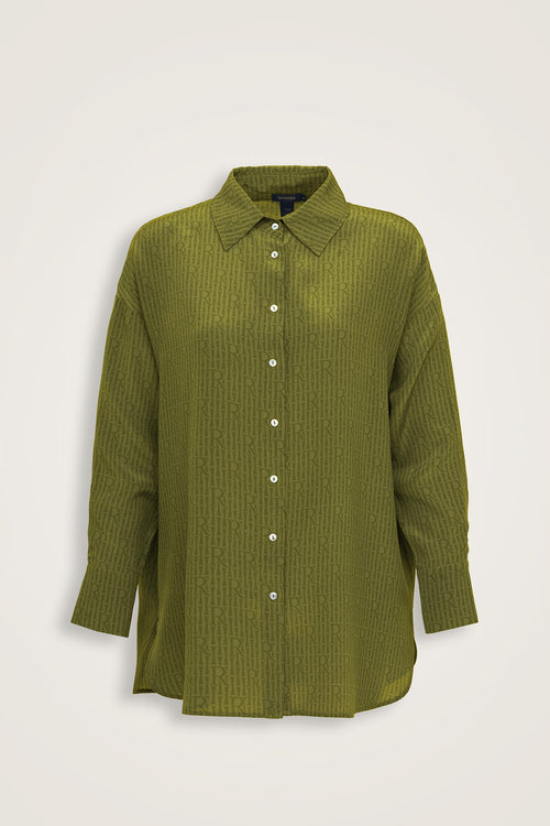 İmannoor x Rawdah Monogram Gradient Green Silk Shirt