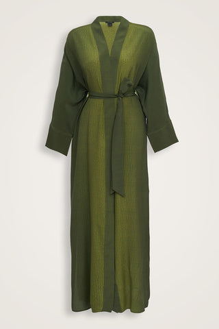 İmannoor x Rawdah Monogram Degrade Yeşil İpek Kimono