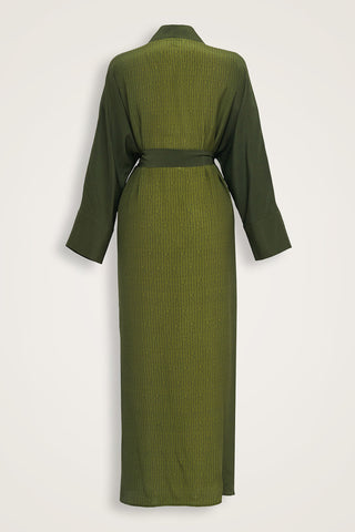 İmannoor x Rawdah Monogram Degrade Yeşil İpek Kimono