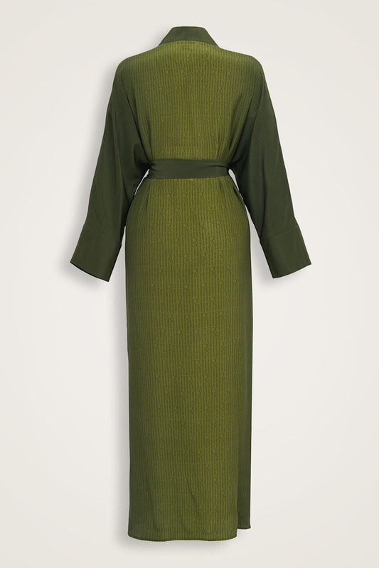 İmannoor x Rawdah Monogram Degrade Yeşil İpek Kimono