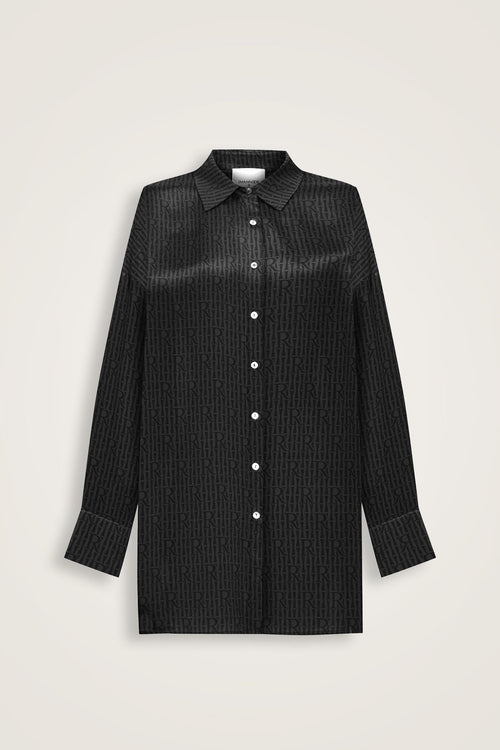 Imannoor x Rawdah Monogram Black Silk Shirt