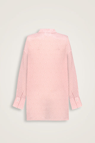 İmannoor x Rawdah Monogram Pembe İpek Gömlek