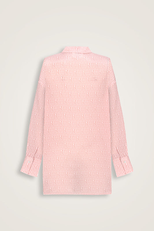 İmannoor x Rawdah Monogram Pembe İpek Gömlek