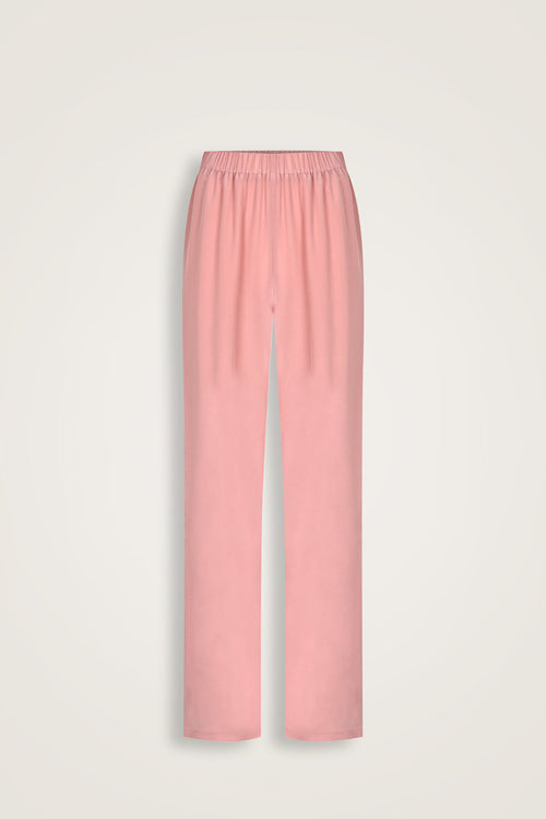 İmannoor x Rawdah Monogram Pembe İpek Pantolon