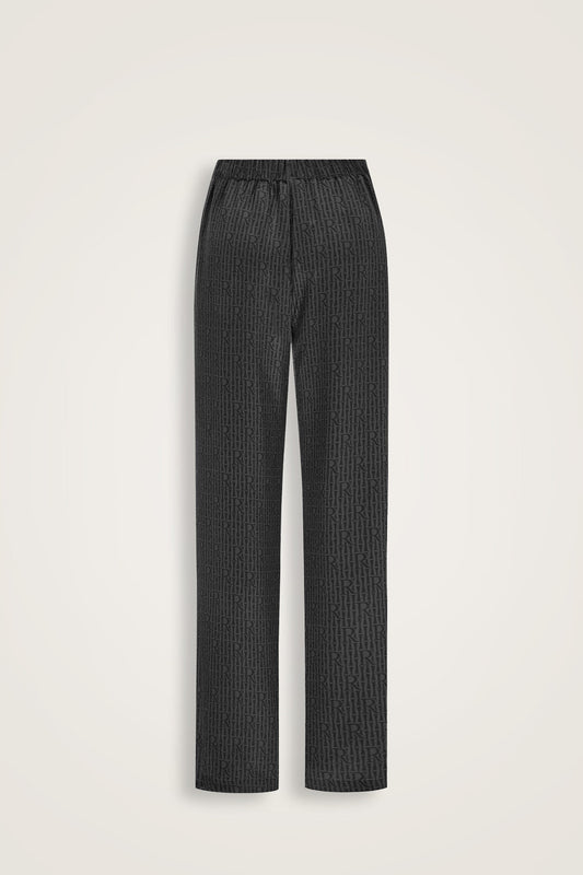 İmannoor x Rawdah Monogram Siyah İpek Pantolon