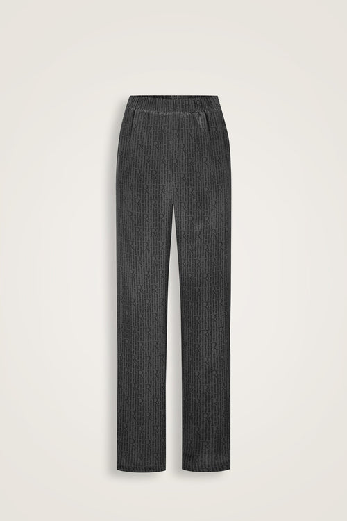 İmannoor x Rawdah Monogram Siyah İpek Pantolon