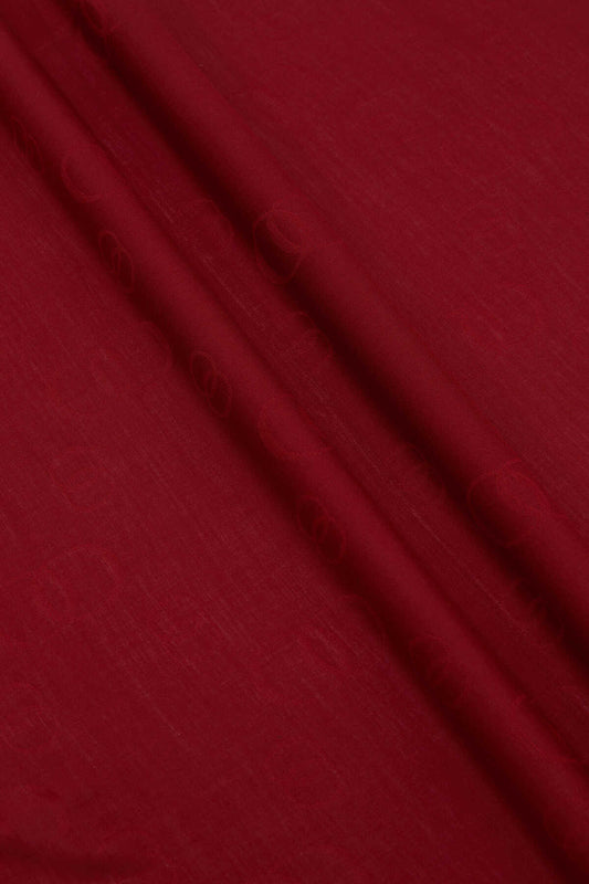 Zincir Kare Bordo Pamuk İpek Şal 70x210