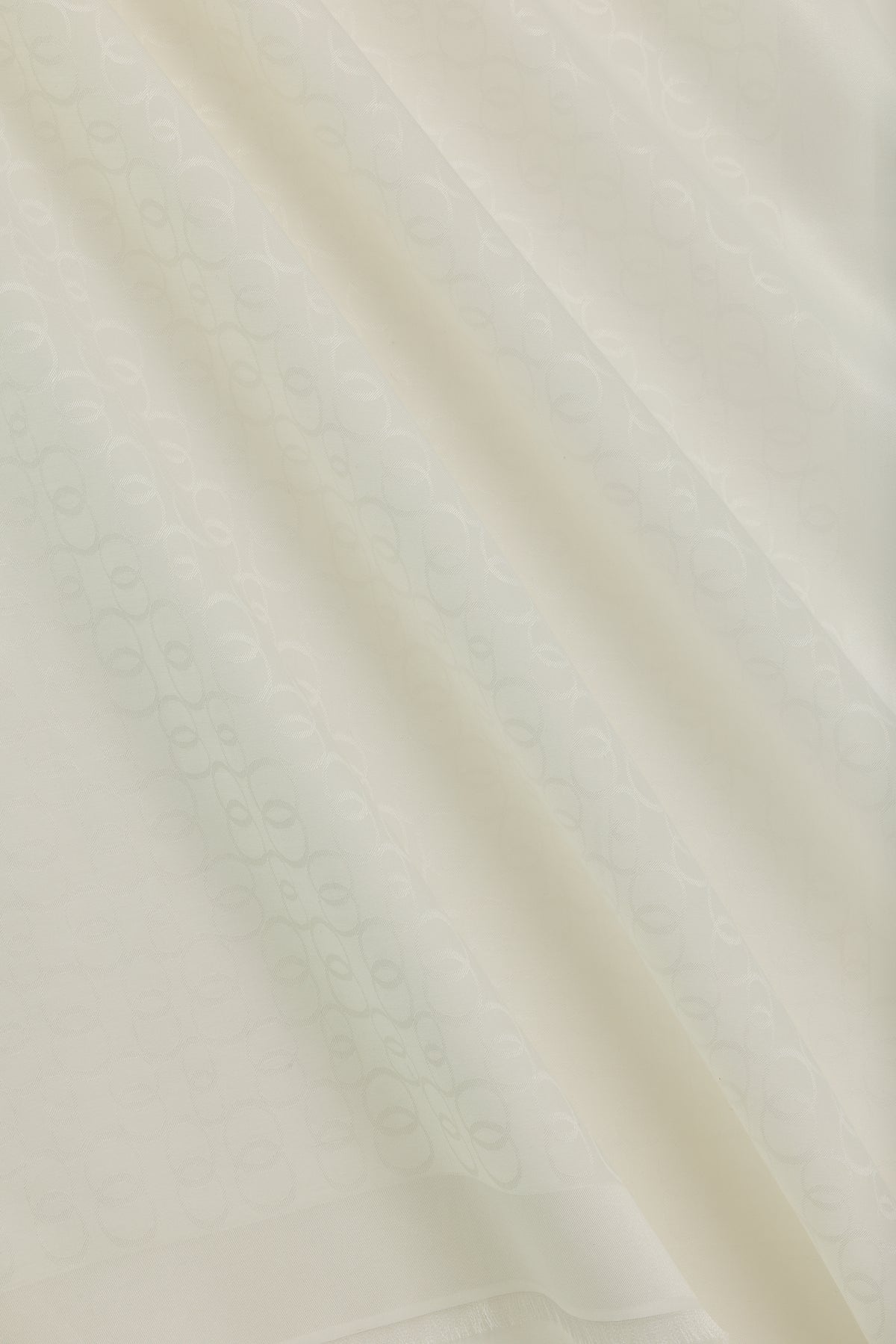 Zincir Monogram Beyaz Pamuk İpek Şal 80x210