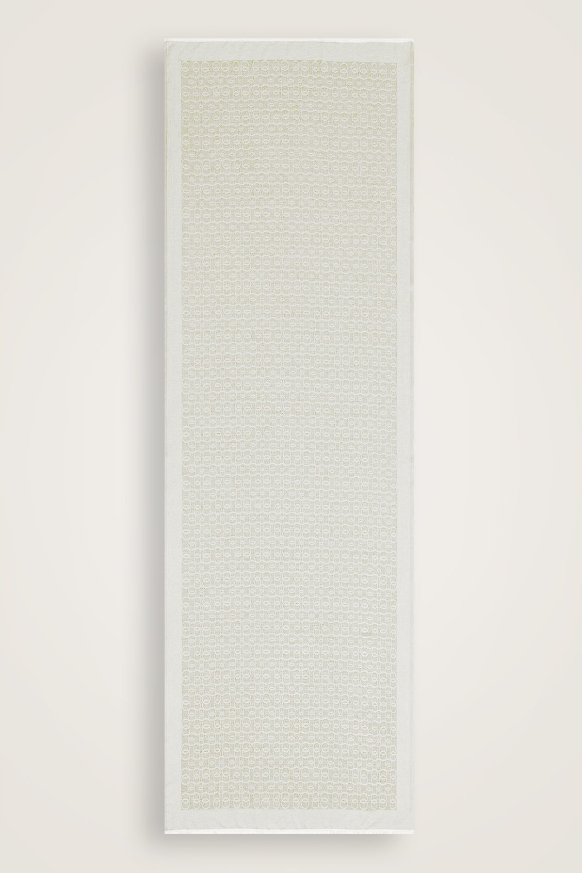 Zincir Monogram Beyaz Pamuk İpek Şal 80x210