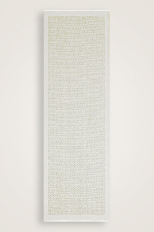 Zincir Monogram Beyaz Pamuk İpek Şal 80x210