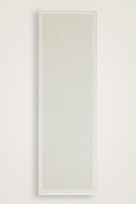 Zincir Monogram Beyaz Pamuk İpek Şal 80x210
