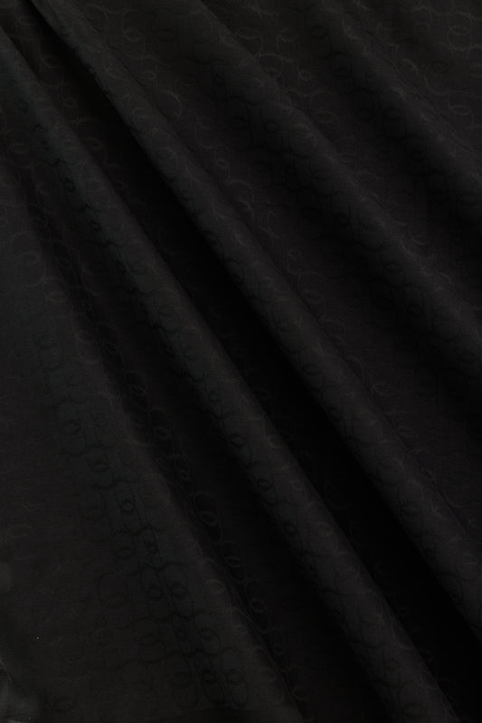 Zincir Monogram Siyah Pamuk İpek Şal 80x210