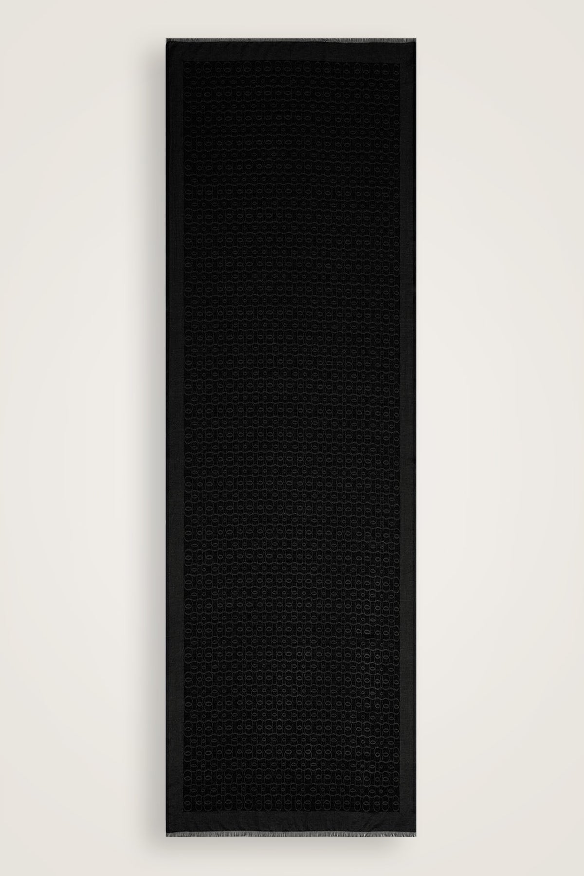 Zincir Monogram Siyah Pamuk İpek Şal 80x210