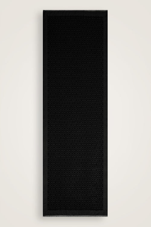 Zincir Monogram Siyah Pamuk İpek Şal 80x210