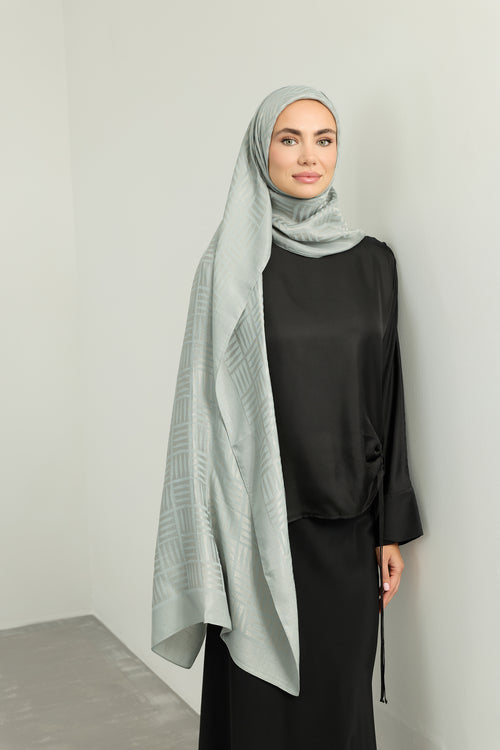 Iman Square Naia Cotton Shawl Silver Moon