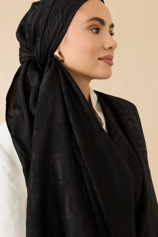 Dama Desen Siyah Naia Pamuk Şal 70x200