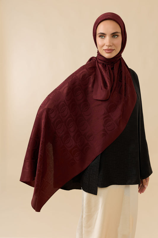 Dama Desen Bordo Naia Pamuk Şal 70x200
