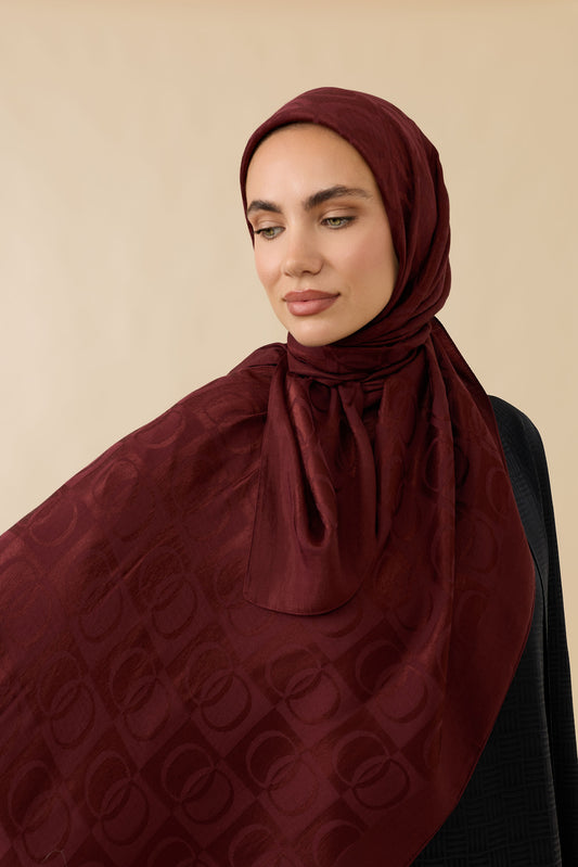 Dama Desen Bordo Naia Pamuk Şal 70x200