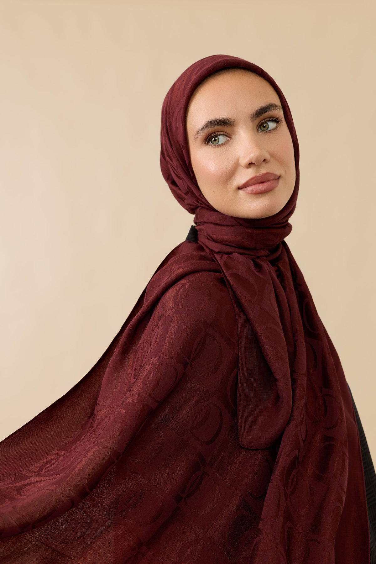Dama Desen Bordo Naia Pamuk Şal 70x200