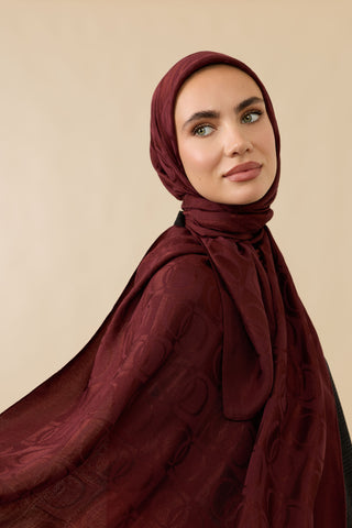 Dama Desen Bordo Naia Pamuk Şal 70x200