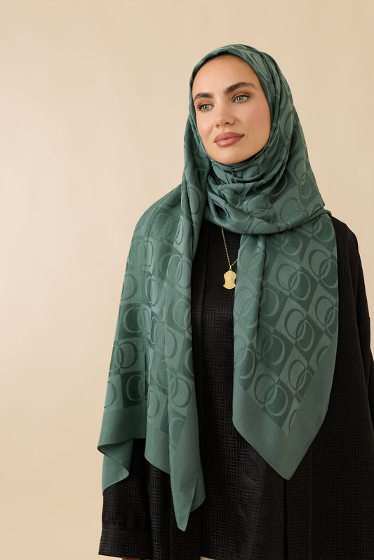 Dama Desen Petrol Naia Pamuk Şal 70x200