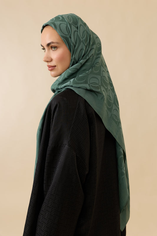 Dama Desen Petrol Naia Pamuk Şal 70x200