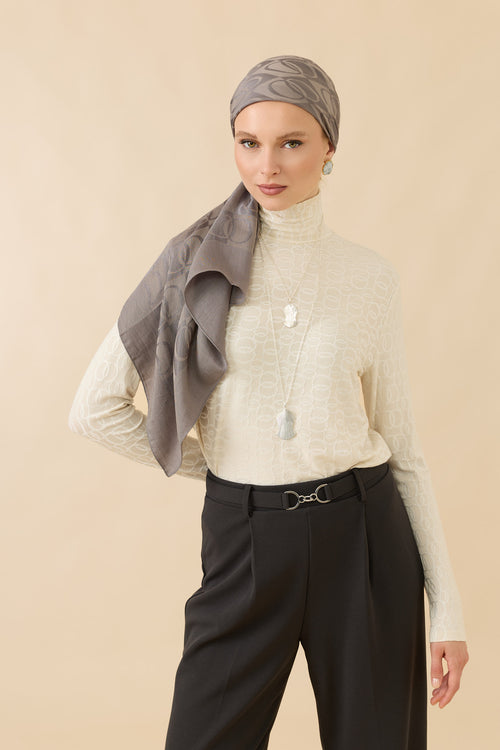 Checkerboard Pattern Anthracite Naia Scarf