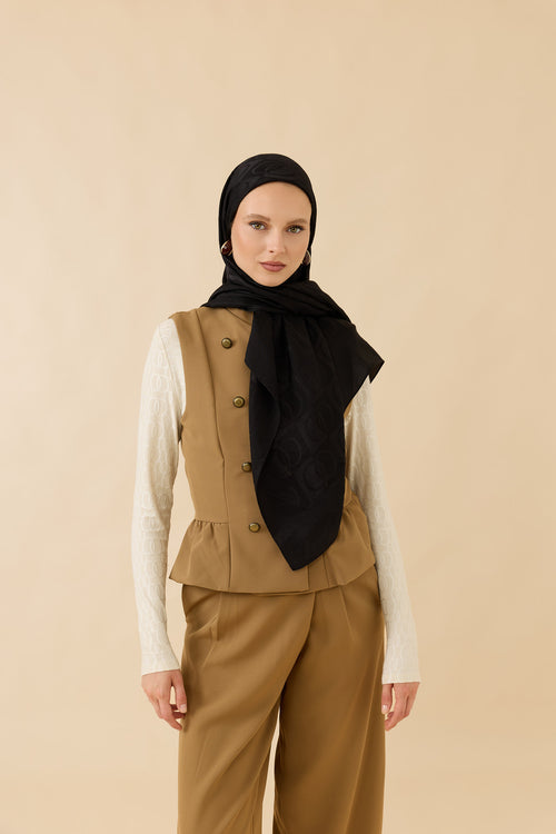 Checkerboard Pattern Black Naia Scarf