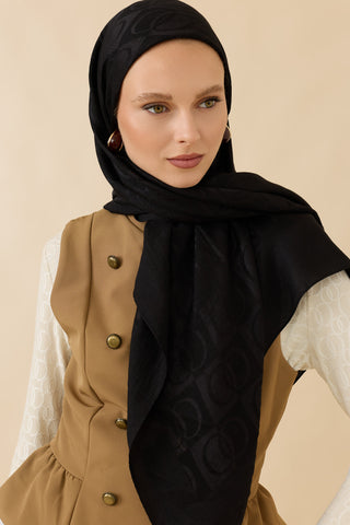 Dama Desen Siyah Naia Eşarp 95x95