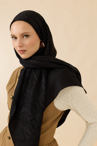 Dama Desen Siyah Naia Eşarp 95x95