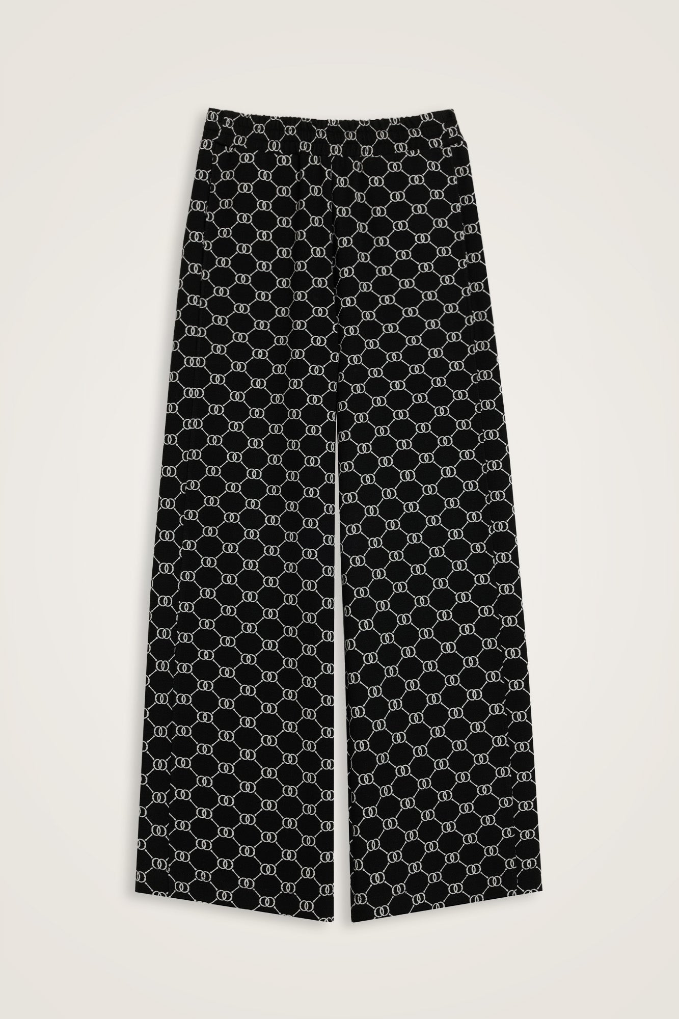Monogram Jakar Açık Siyah Örme Pantolon