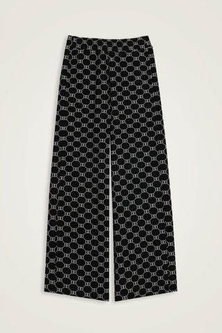 Monogram Jakar Açık Siyah Örme Pantolon