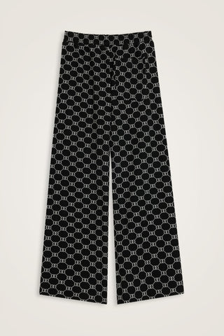 Monogram Jakar Açık Siyah Örme Pantolon