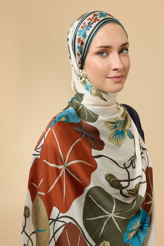 Havuz Çiçeği Taş-Taba Şifon İpek Şal 70x210