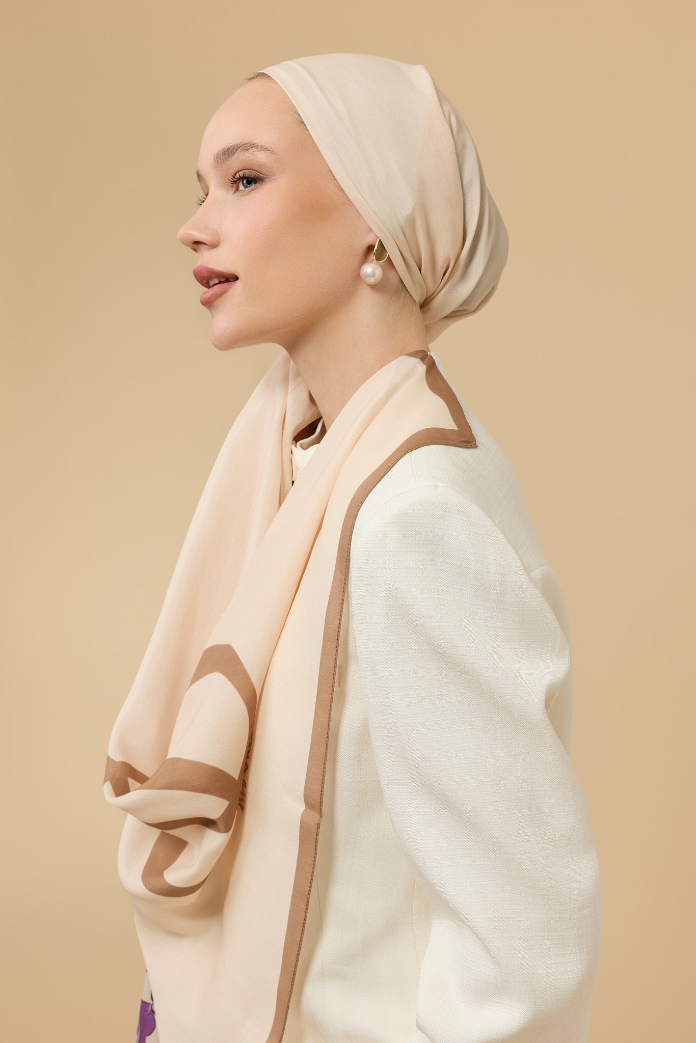 Menekşe Bej Floş Ekosel Şal 70x210