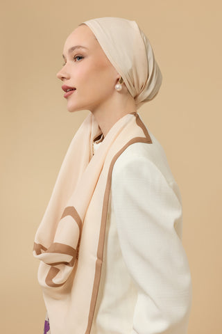 Menekşe Bej Floş Ekosel Şal 70x210