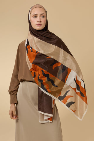 Güneş Bordür Karamel Floş Ekosel Şal 70x210