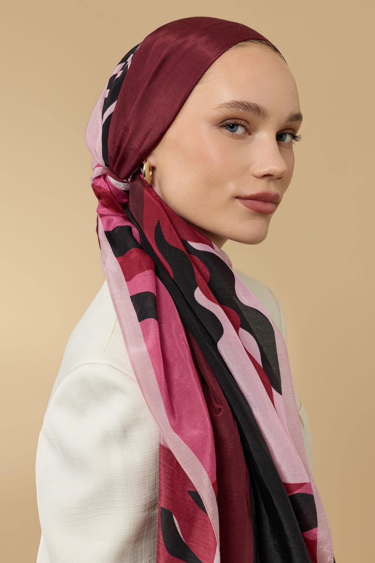 Güneş Bordür Vişne Floş Ekosel Şal 70x210