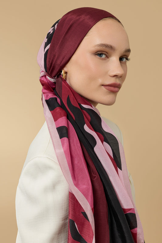 Güneş Bordür Vişne Floş Ekosel Şal 70x210