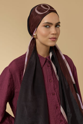 Güneş Bordür Kahve Floş Ekosel Şal 70x210