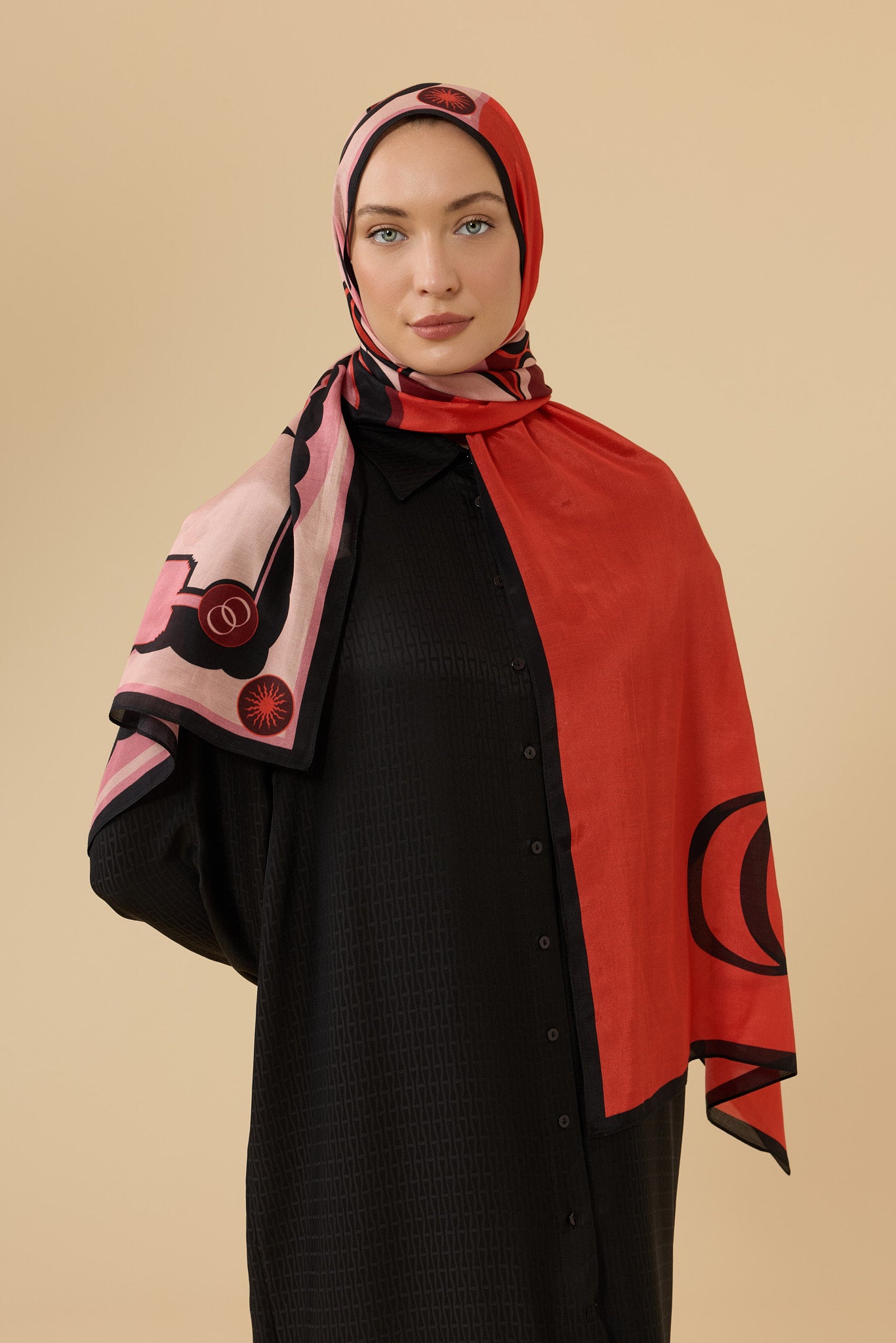 Japon Bahçesi Nar Çiçeği Floş Ekosel Şal 70x210